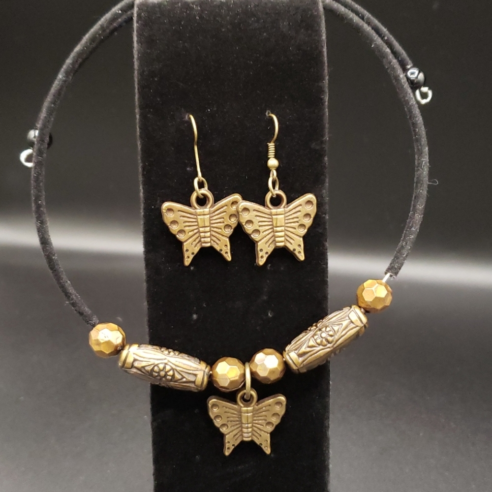 Butterfly Choker style Necklace Earring set